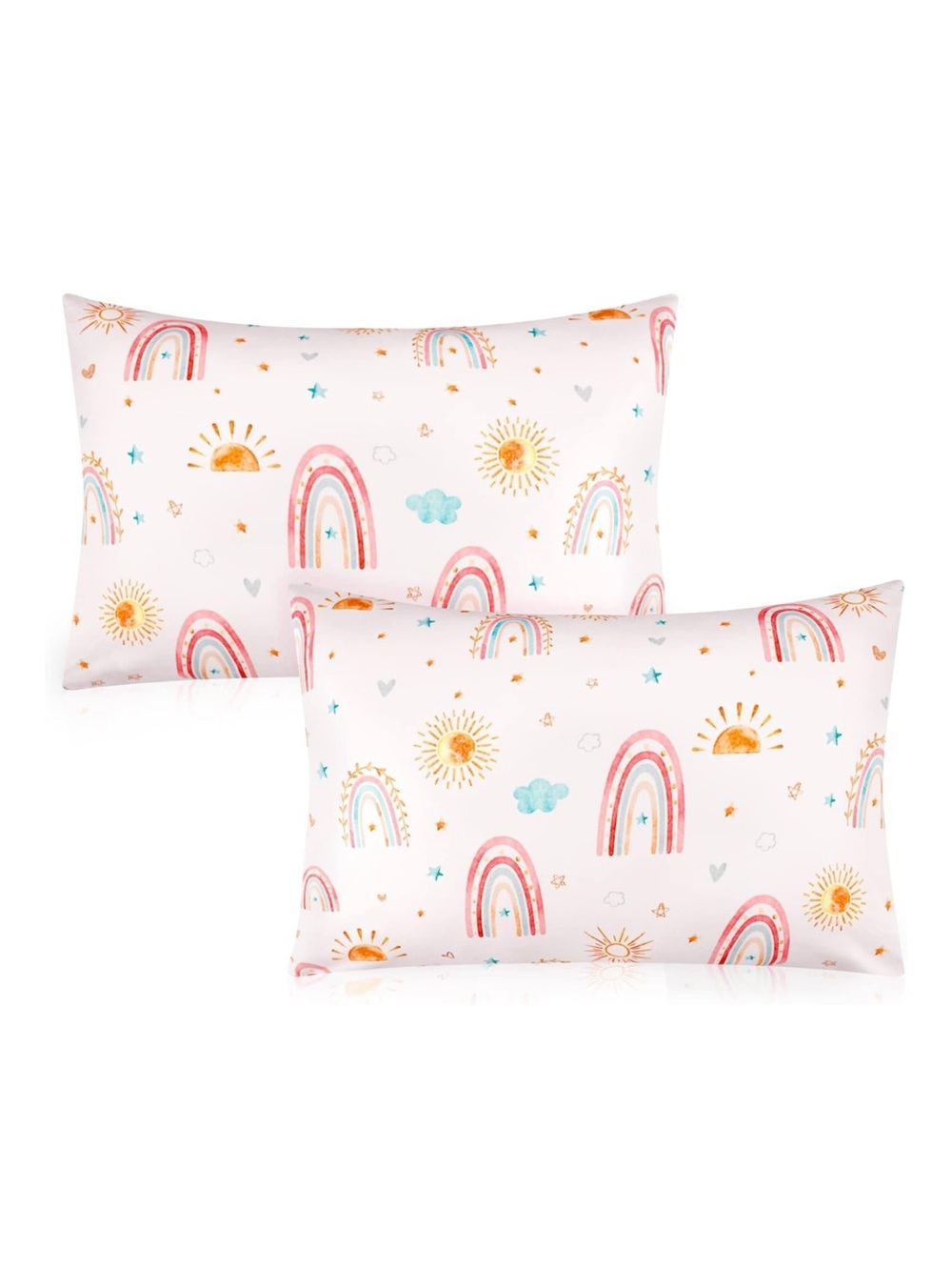 Caruili Toddler Pillowcases Set of 2 Rainbow Print Light Pink